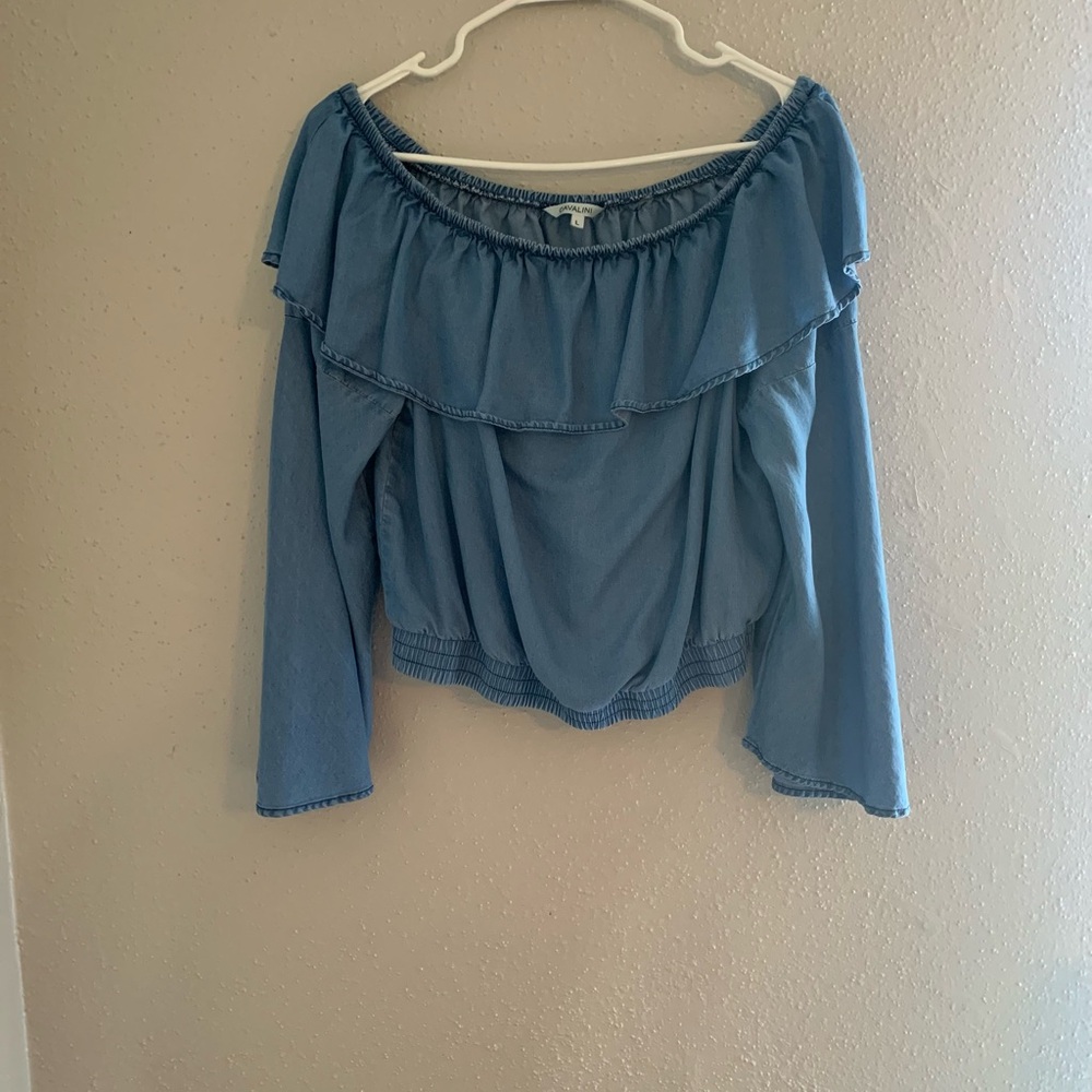 Women's Off-Shoulder Blue Top